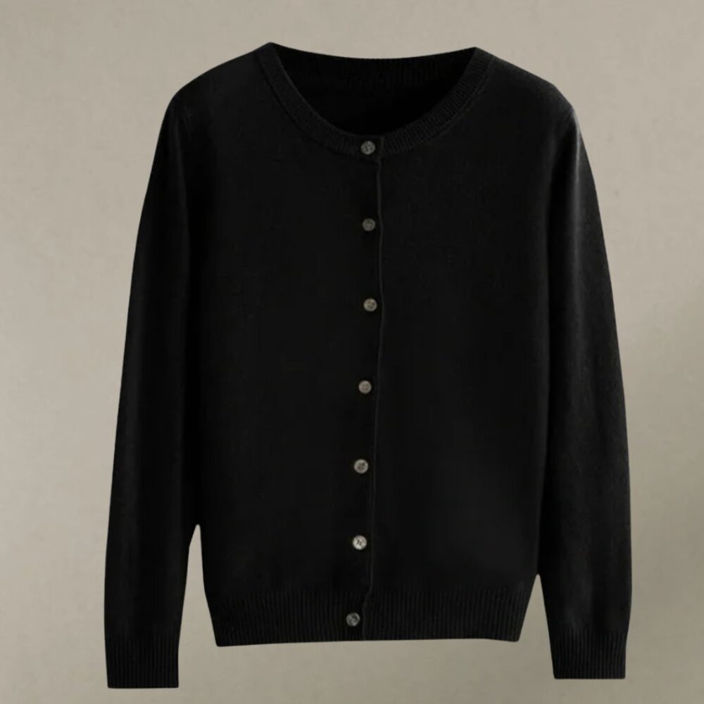 chic black button down cardigan